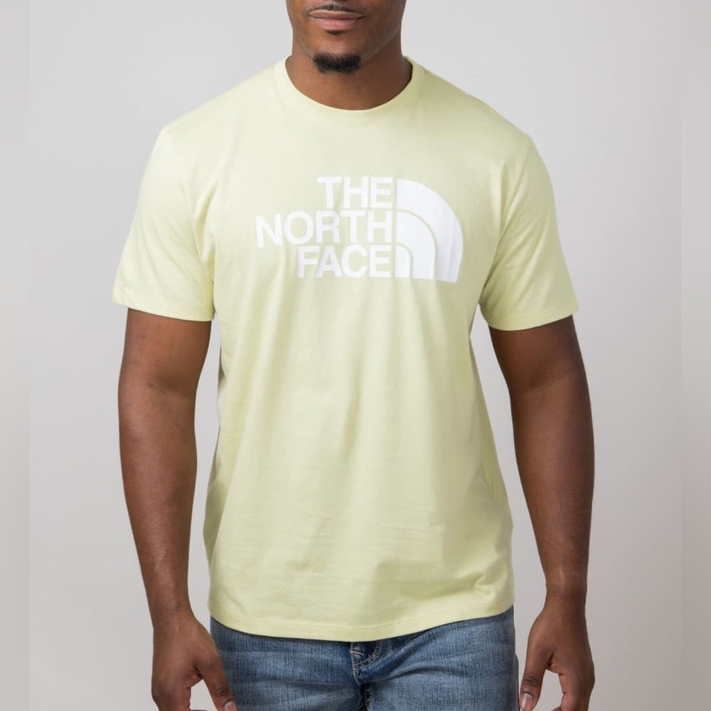 The North Face Woodcut Dome Men Lifestyle T-Shirt Yellow Short Sleeve Tee Soft